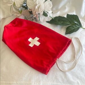 Red First Aid Drawstring Bag - Stylish & Practical with White Cross • Travel Bag